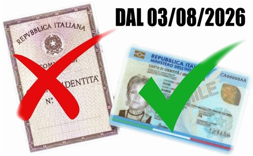 CESSAZIONE VALIDITÃ CARTA D'IDENTITÃ CARTACEA dal 3 agosto 2026